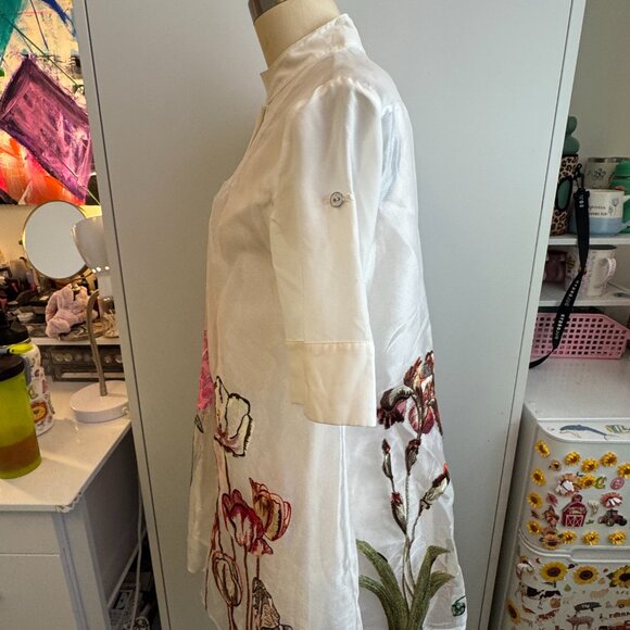 YOOX WHITE FLOWY BUTTON UP FLORAL MINI DRESS - Picture 16 of 16